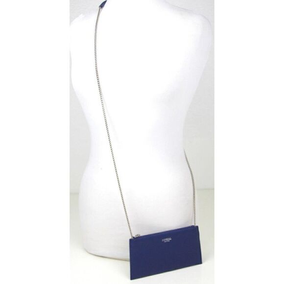 SORIAL BLUE GENUINE LEATHER CHAIN STRAP X-BODY CLUTCH SHOULDER BAG HANDBAG PURSE - Picture 4 of 9